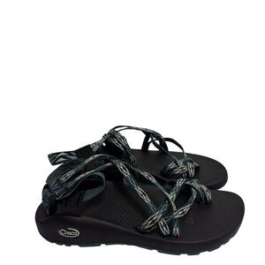 CHACO WOMEN LOOP TOE OUTDOOR HIKING BLUE BLACK SANDALS SIZE 9 PRE-OWNED